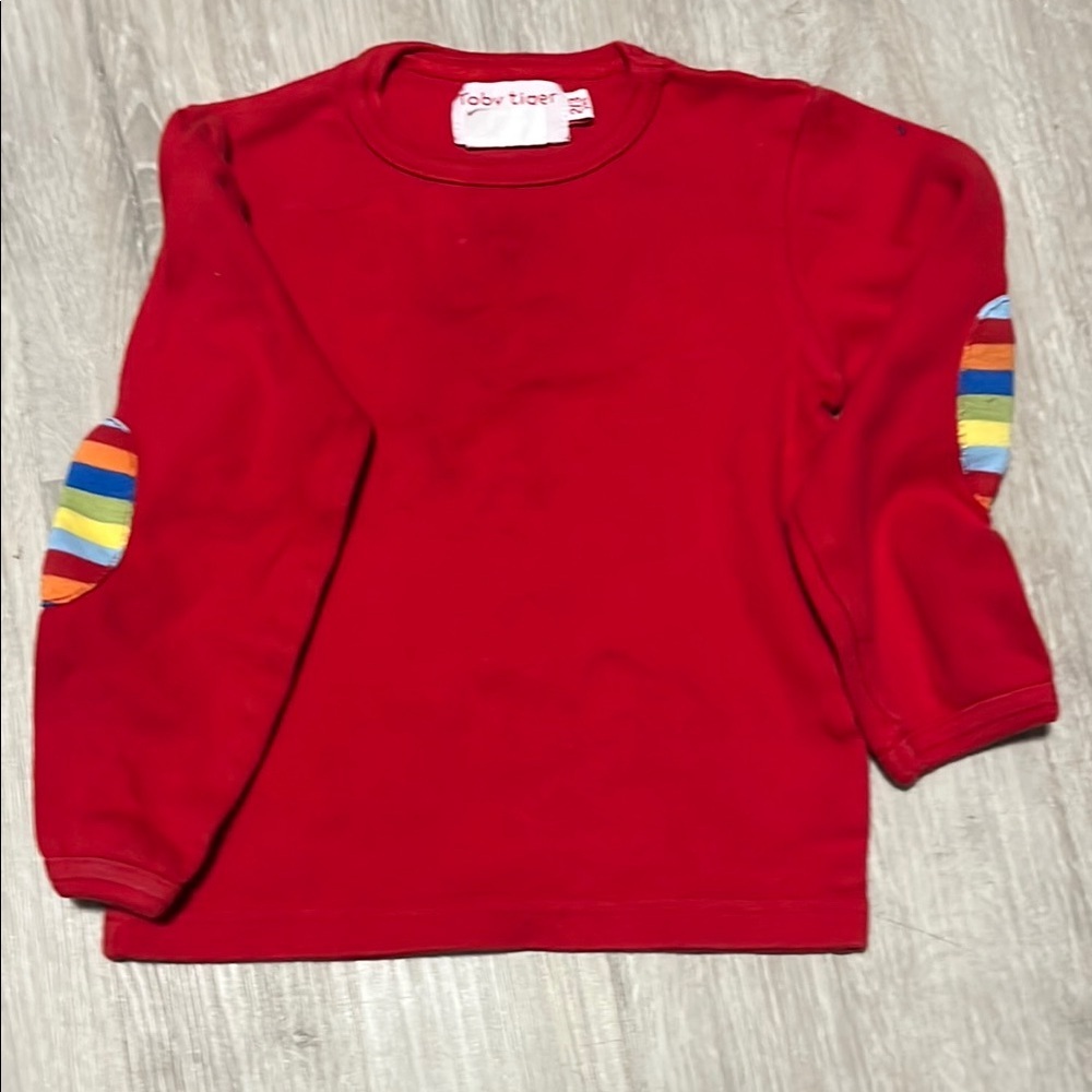 Toby Tiger Red Kids Long Sleeve Shirt 2-3